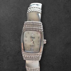 Vivani Women's Silver Textured Bangle Cuff Watch Requires Battery Excellent Cond
